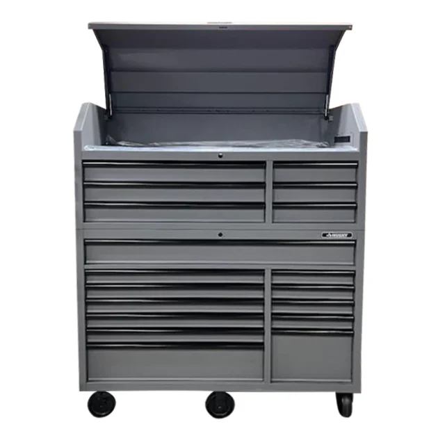 56 In. W X 22 In. D Heavy Duty 18-Drawer Combination Rolling Tool Chest and Top Tool Cabinet Set in Matte Gray - Image 2