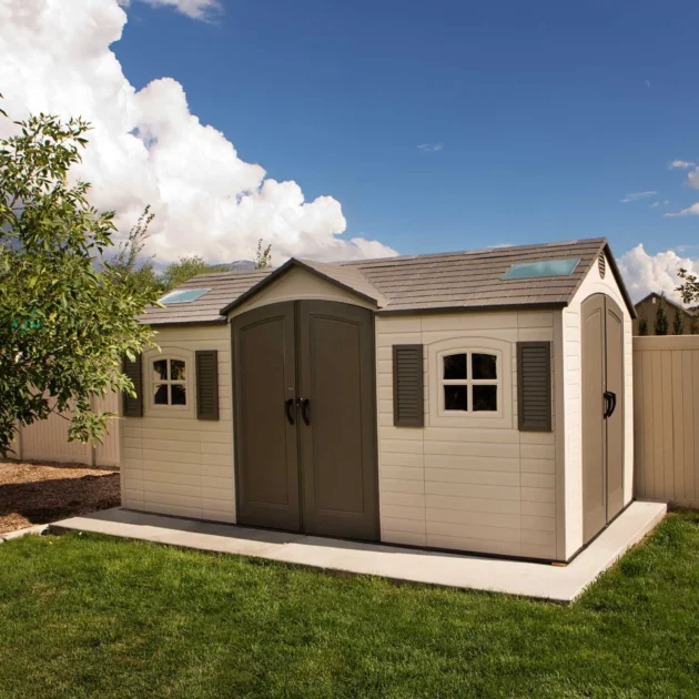 15 Ft. x 8 Ft. High-Density Polyethylene (Plastic) Steel Reinforced Outdoor Storage Shed - Image 2