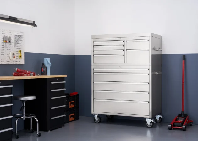 43 In. 11-Drawer Stainless Steel Rolling Tool Chest Combo - Image 2
